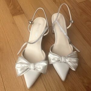 Bella Belle / PALMER, Crystal Edged Wedding Shoes with Bow and Block Heel